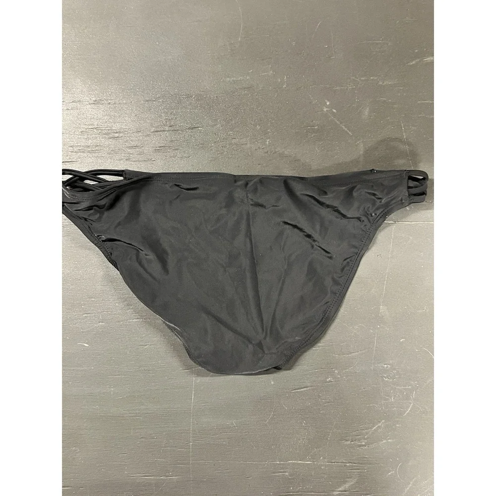 Arizona Women's Sun Coast Cheeky Strappy Bikini Bottom‎ Black Size XL